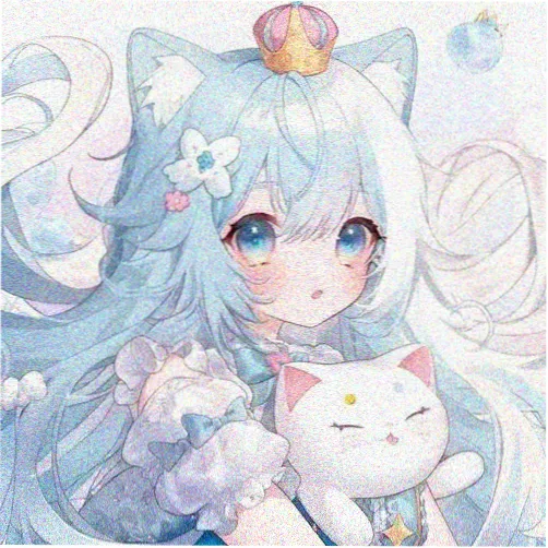 手绘水彩小猫动漫头像素材
